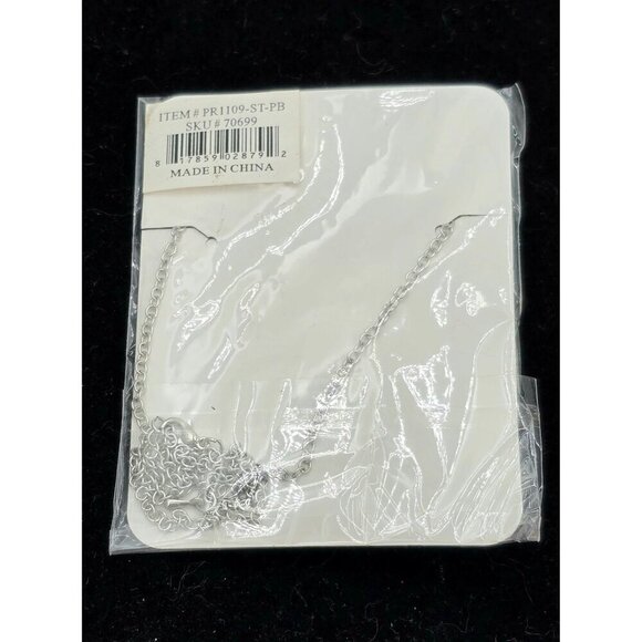 Bijoux By Meera Genuine Pink Chalcedony Stone Pendant w/ Silver Tone Rolo Chain - Picture 3 of 7